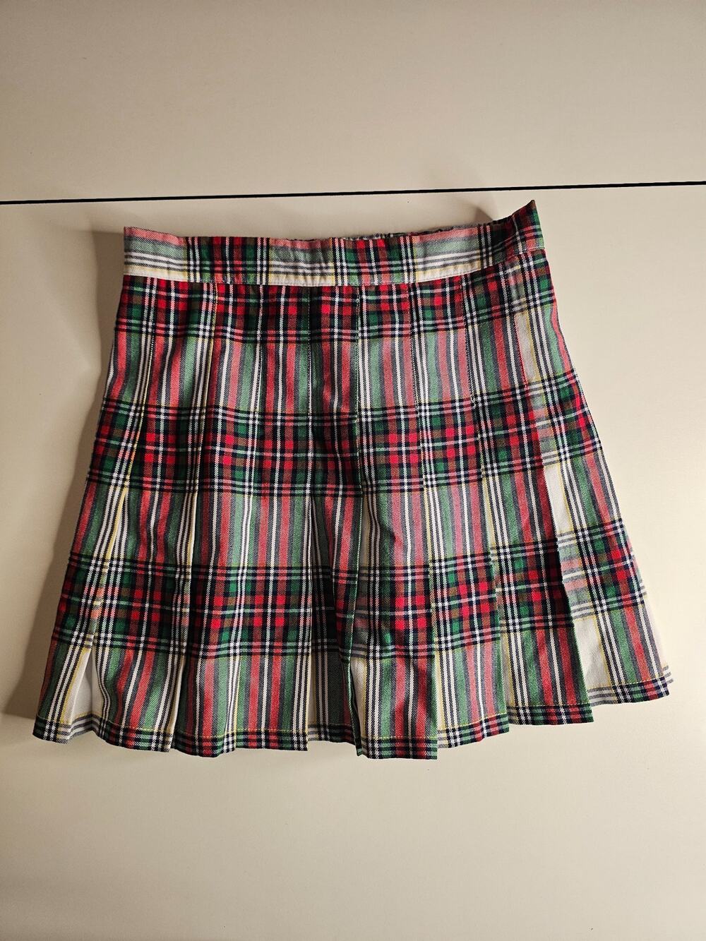 Aerie Class Act Pleated Mini Skirt S Plaid Tartan Red Green Preppy Y2K